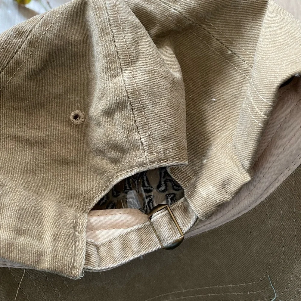 MAMA Embroidered Baseball Hat Khaki Tan Distressed Vintage Adjustable Casual